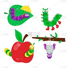 卡通毛毛虫昆虫矢量图.