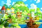 Island_ship_village, Paperblue .net : Island_ship_village