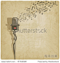 Vintage background with microphone - vector illustration 正版图片在线交易平台 - 海洛创意（HelloRF） - 站酷旗下品牌 - Shutterstock中国独家合作伙伴