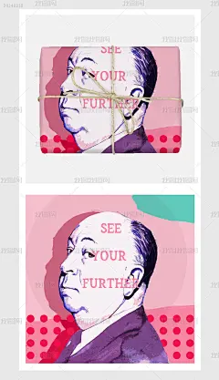 红紫色时尚海报风手绘人物肖像字母组合服装图案纯棉直喷