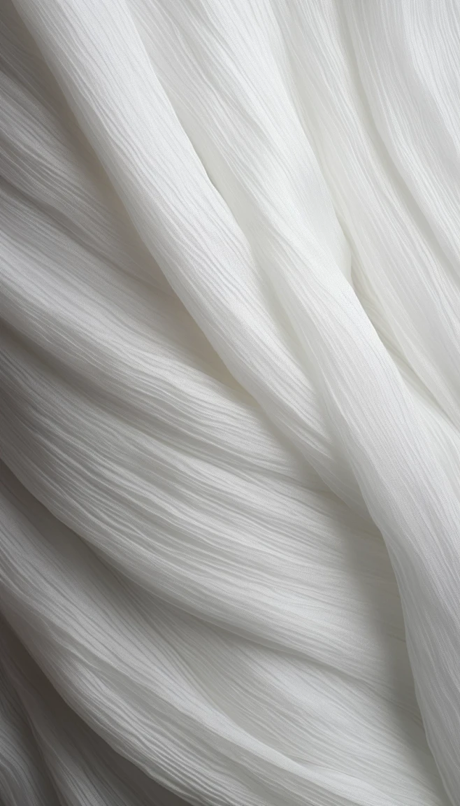 A macro skein of raw white fabric in various shades of white is neatly ...