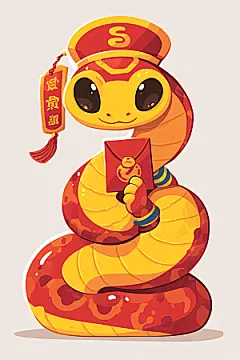 新年生肖蛇可爱插画素材