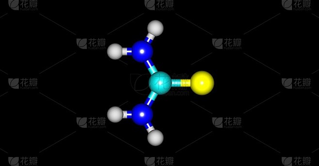 硫脲分子结构孤立在黑色上