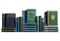 Distressed Blue & Green Bookshelf, S/21 : Set of 21 antique and early vintage volumes in varied shades of blue and green feature literary works, period novels and topical texts for reading and decor. Various authors and publishers:...Q2895856431