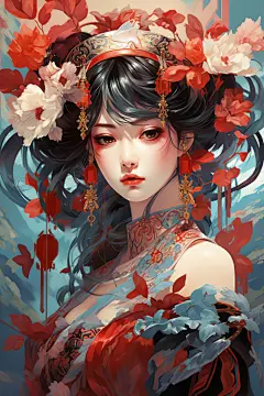 花旦脸谱人物形象插画