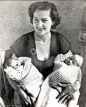 The 28-year-old Mrs Thatcher holding her twins on the day of their birth in 1953...then went on to lead her country!