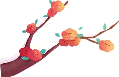 春节红色植物梅花插画节日棕色腊梅彩色庆祝图片