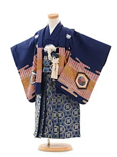 七五三 3歳　着物レンタル/５歳男の子/753 着物 3歳 男。753|七五三 3歳|着物 レンタル 3歳|七五三 着物レンタルD015 紺地あずき色縞鷹３歳男の子|☆新品足袋プレゼント☆|753 3歳 着物|七五三　3歳|子供|七五三　3歳児　レンタル|七五三|3歳用　着物|往復送料無料《2016年7月入荷》