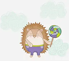 卡通刺猬图案免抠素材 棒棒糖 设计图片 免费下载 页面网页 平面电商 创意素材 png素材