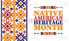 美国原住民传统月。美国印第安人的文化。在美国每年的11月庆祝。印度的传统模式。海报，卡片，横幅和背景