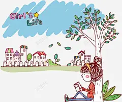 人物高清素材 人物 动漫 卡通 女孩 看书 免抠png 设计图片 免费下载