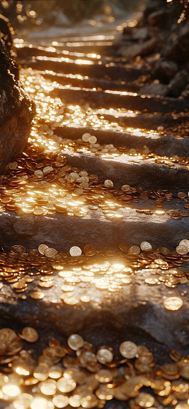 发发壁纸 黄金阶梯 手机壁纸 日进斗金 ...