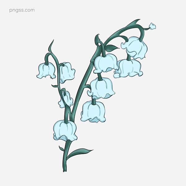 蓝色的铃兰花插画图片大小2000x200...