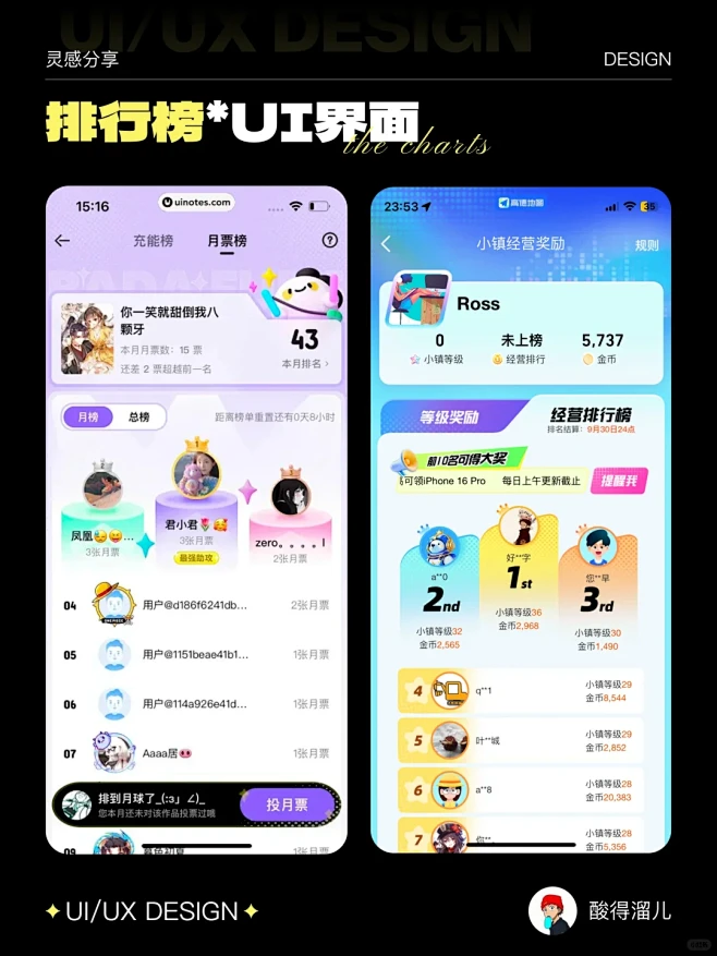 排行榜UI设计｜3招让用户疯狂刷榜！ - 小红书-花瓣网