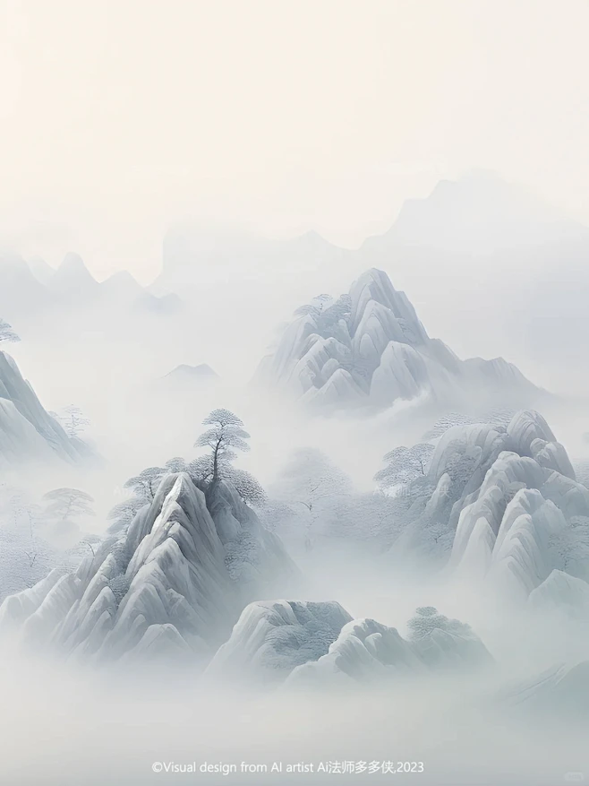 东方美学-山间云雾|新中式国风山水风景插画-花瓣网