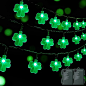 WATERGLIDE 2 Pack St. Patricks Day Shamrocks Lights, 50 LED Outdoor Decorative String Lights, Battery Operated Lucky Clover Light, 8 Lighting Modes & Timer, Waterproof for Party Garden Home Decor - Amazon.com