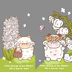 小羊壁纸_画画的花花__插画师作品_涂鸦王国gracg.com