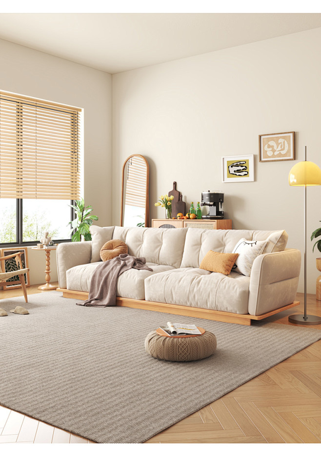 日式落地沙发实木风格现代简约乳胶三人客厅...