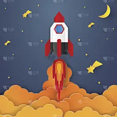 启动概念，火箭飞向太空