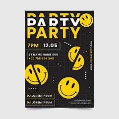 有趣的微笑表情包符号节日活动酸性海报单页版式排版平面设计模板矢量图素材