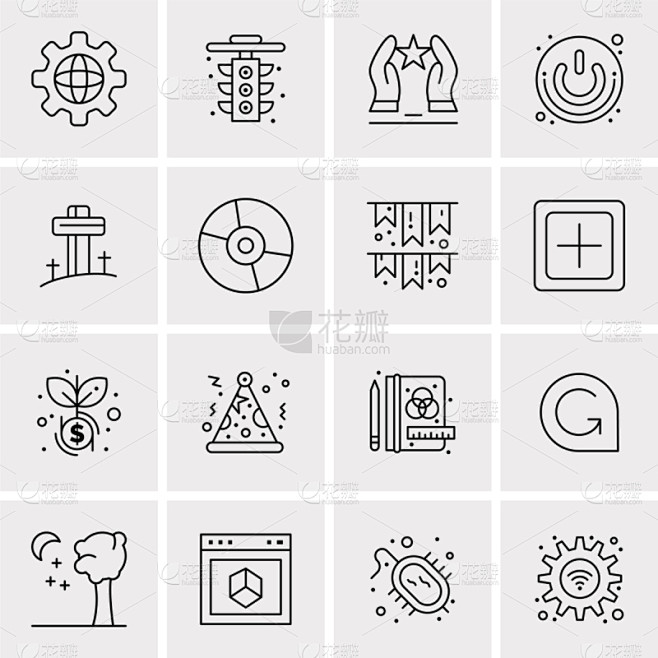 set 16 universal icons business素材-花瓣网