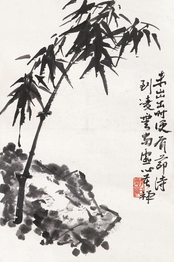 李苦禅竹雀图立轴纸本作品欣赏