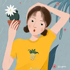 手绘超话插画超话投稿:@CAMI卡缪 | 插画可以保持一个人的童真
带着她的倔强，跃然屏上 ​​​ ​​​​