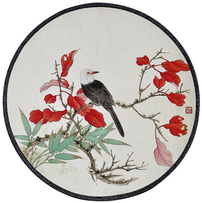 花卉团扇 团扇 设色绢本作品欣赏4喜欢田世光国画集三典轩同采自lib