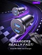 Amazon.com: LISEN 2-Pack 30W+30W Dual USB C Car Charger, All Metal Type C Car Charger Fast Charging, Smallest Flush Fit USB Car Charger Fast Charge for iPhone 14 Pro Max 13 12 Galaxy S23/22 Pixel iPad Pro-Black : Cell Phones & Accessories