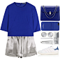 A fashion look from October 2017 featuring blue shirt, short shorts and leather sneakers. Browse and shop related looks.