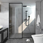 一字型长虹玻璃隔断卫生间北欧屏风定制小户型窄边钢化玻璃淋浴房-淘宝网