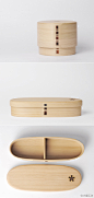 日本手工艺人Yoshinobu Shibata设计制作的MAGEWAPPA木便当盒，用雪松木和樱桃木制作。