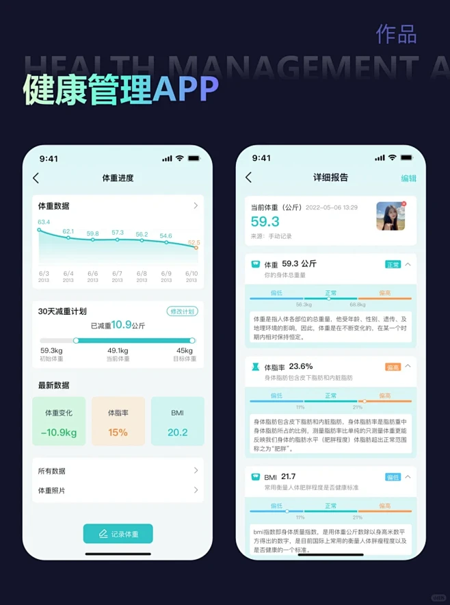 UI设计移动端作品展示-健康管理APP设计分享