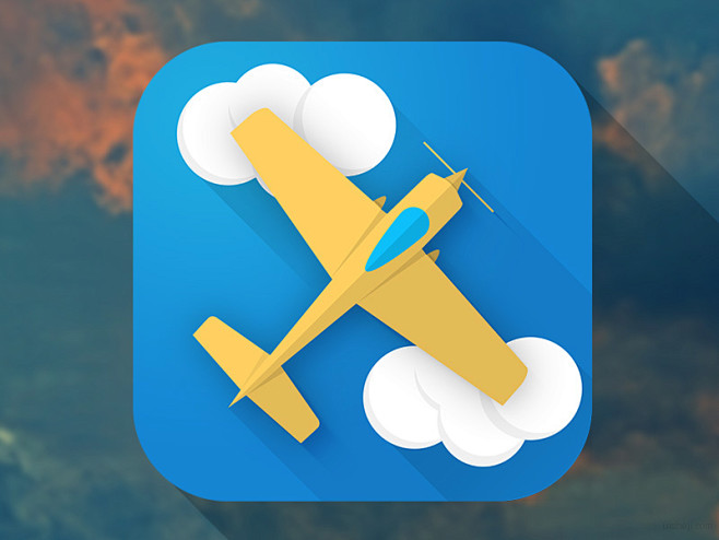 扁平化黄色小飞机图标icon设计