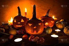 万圣节南瓜灯暗灯怒脸落
