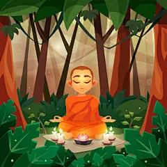 修行的僧人插画矢量图设计素材