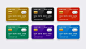 一组逼真的信用卡在 siz 颜色免费矢量