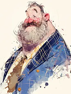 Ai钢笔+淡彩｜有趣老爷爷表情系列人物插画 - 小红书