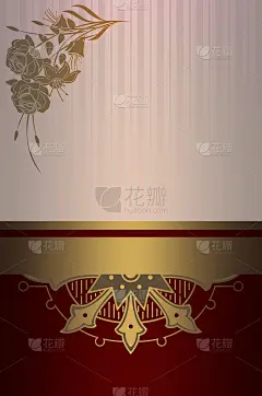 装饰复古背景与黄金边界和鲜花。