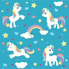 可爱的,独角兽,式样,生日,白色,粉色,幻想,纺织品,云,装饰