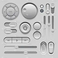 灰色Web UI元素设计。