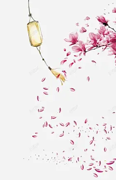 飘扬的手绘灯笼桃花 免费下载 页面网页 平面电商 创意素材