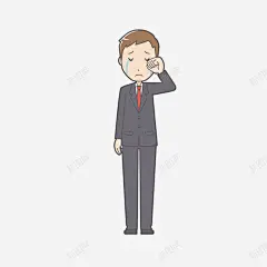卡通手绘哭泣男人 页面网页 平面电商 创意素材