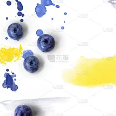 留白,蓝莓,创造力,计划书,水彩画,白色背景,艺术,素食,生食,夏天