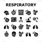 呼吸系统疾病收集图标设置矢量