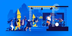 图片素材 扁平音乐节现场生活场景-12-源库素材网