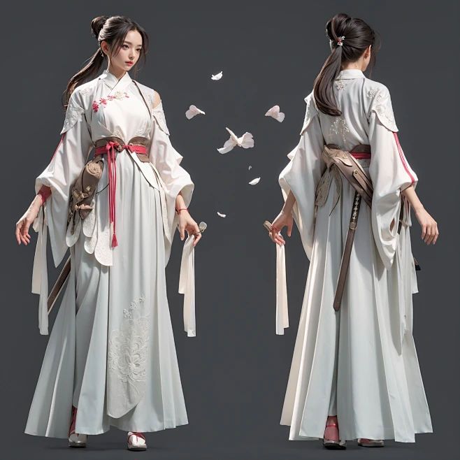 AI古风武侠角色插画素材 国风人物服装设计 影视游戏角色概念设定-淘宝网-花瓣网