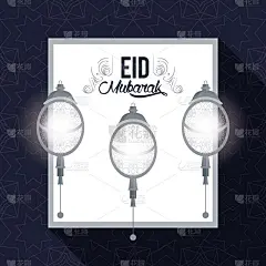 eid mubarack design with islamic lamps