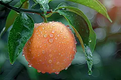 果树上的夏季西柚果实
