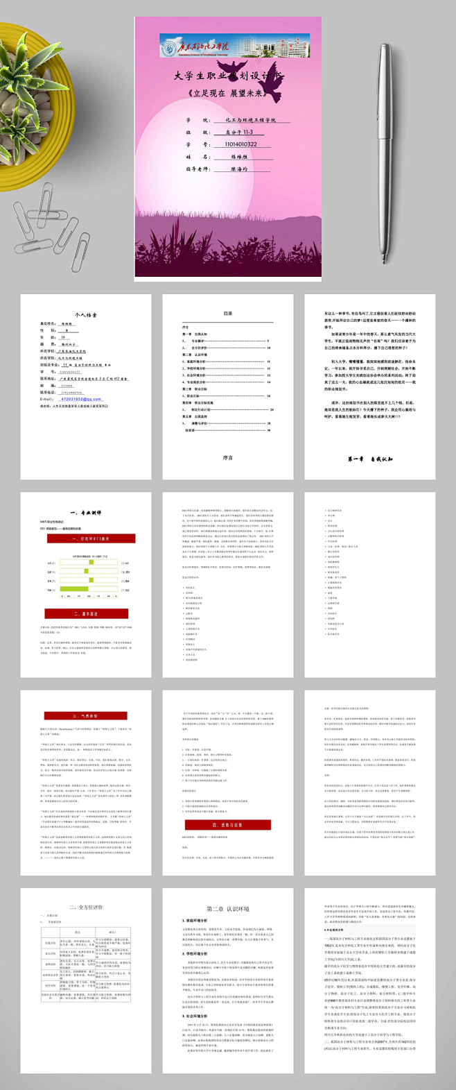 大学生职业生涯规划书封面WORD-众图网